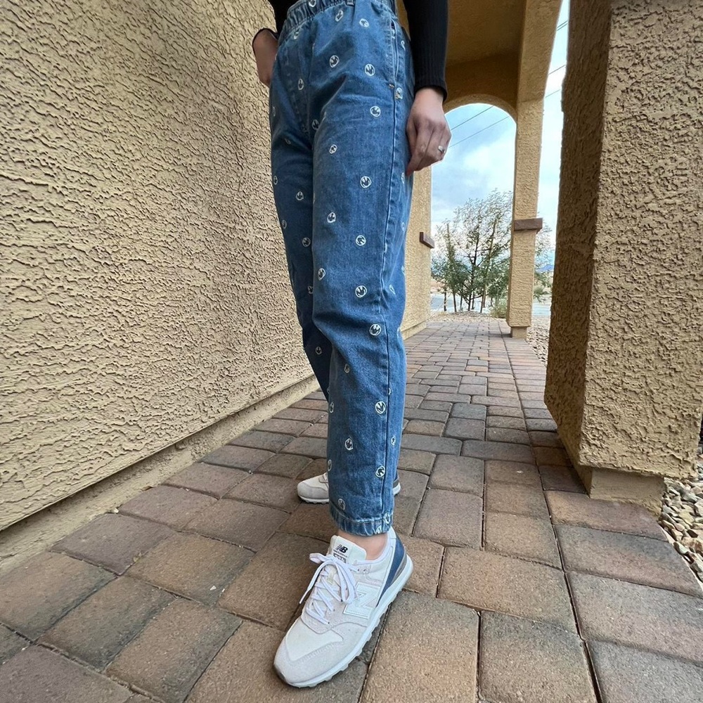 My fav smiley face pants. Over wore them lol but they are so cute.